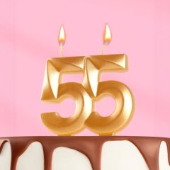 Свеча декоративная Цифра "55" Золотой металлик 7664827